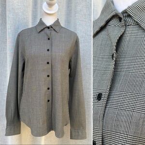 Faconnable white black houndstooth button down top